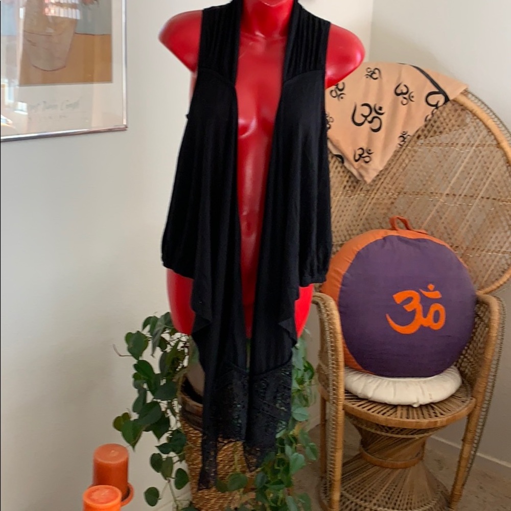 Boho black Asymmetrical cardigan. Super cute